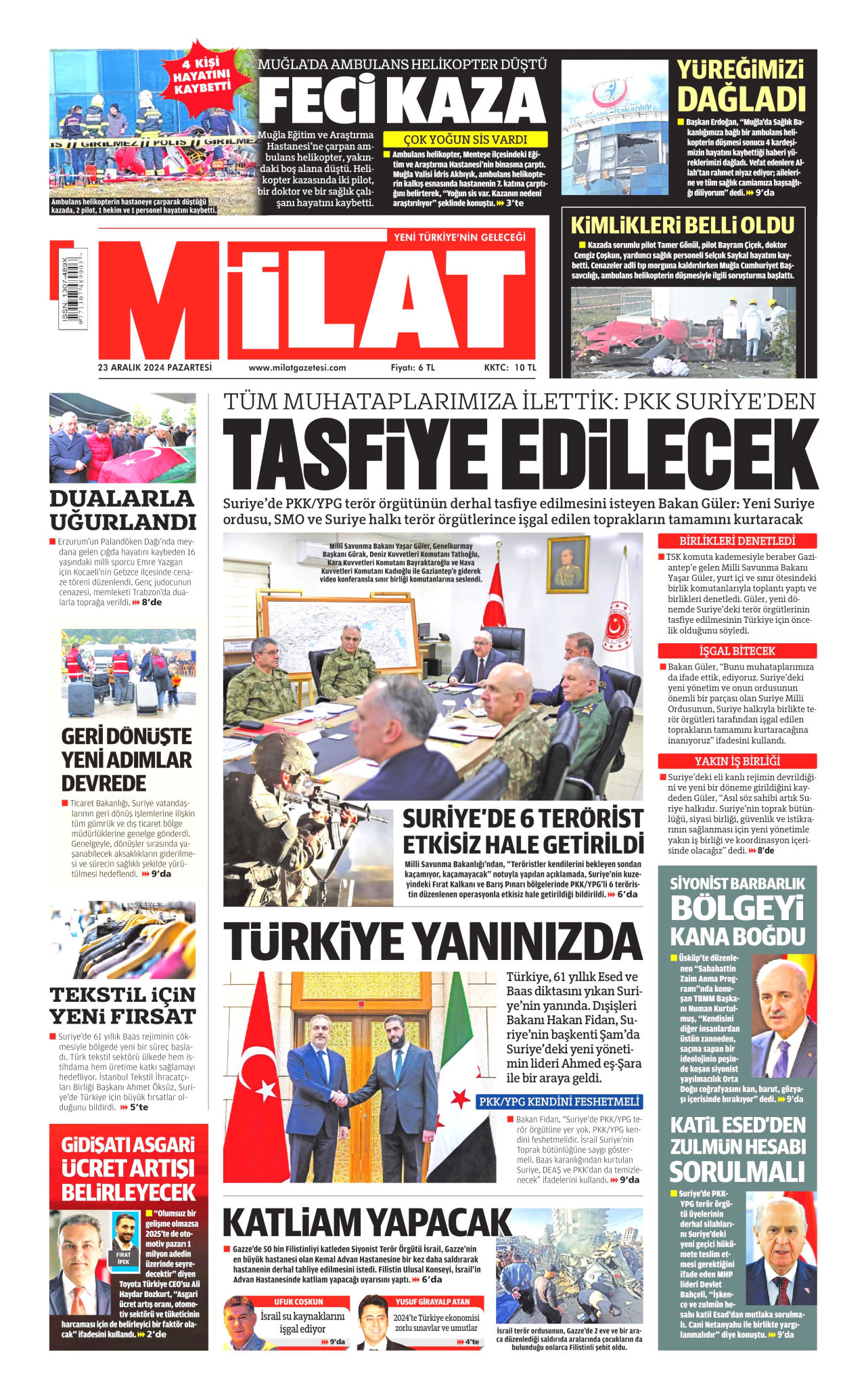 MİLAT 23 Aralık 2024 Gazete Manşeti Büyük