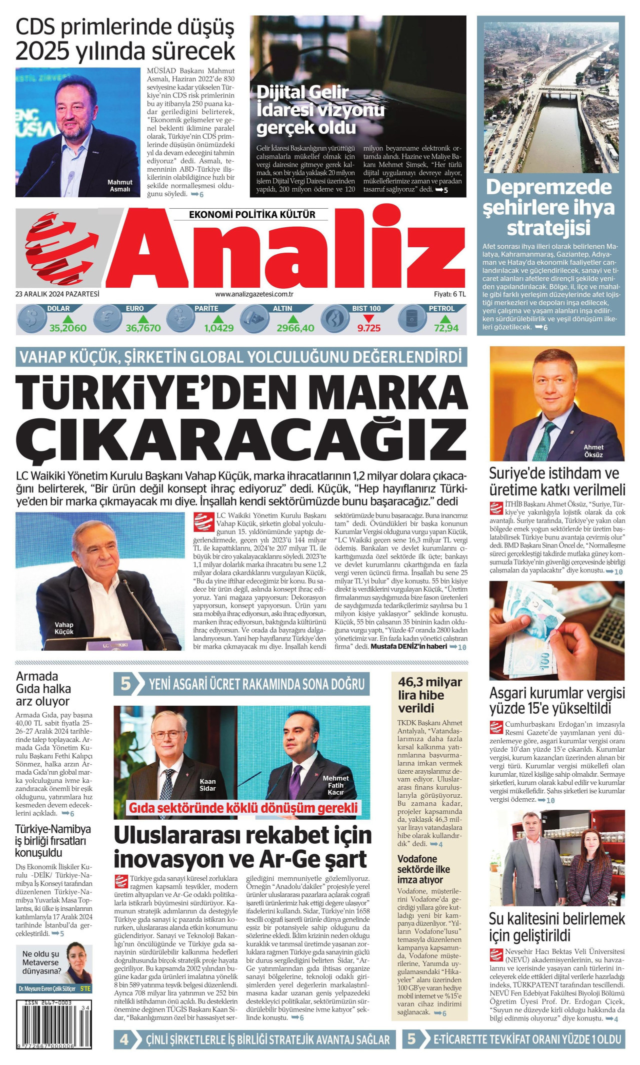 ANALİZ 23 Aralık 2024 Gazete Manşeti Büyük